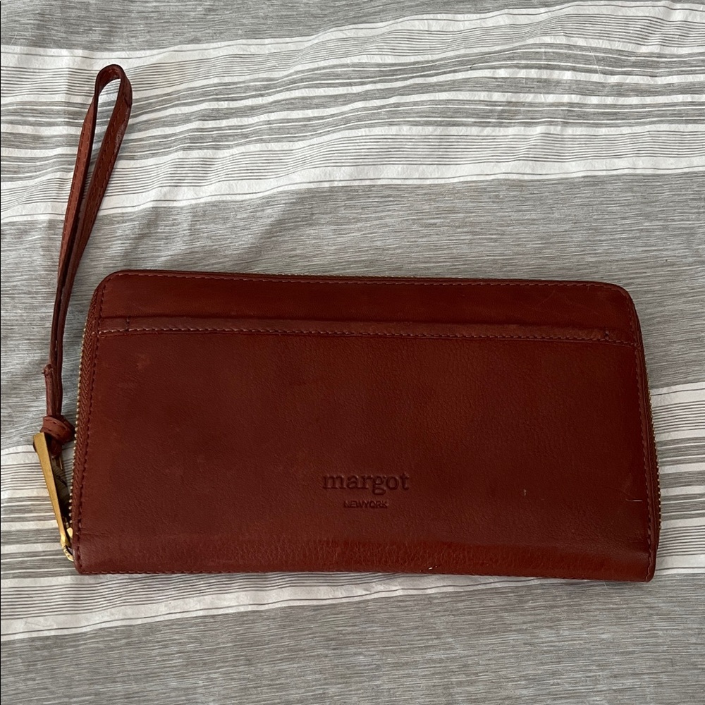 Margot Rich Brown Leather Wristlet